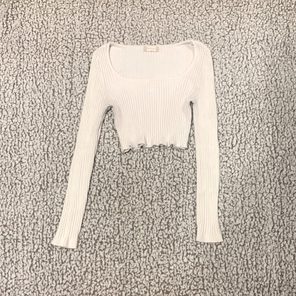 Cream AS long-sleeve crop top